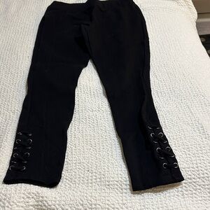 Romeo & Juliet Couture Black Pants with Lace Up  ankle detail.